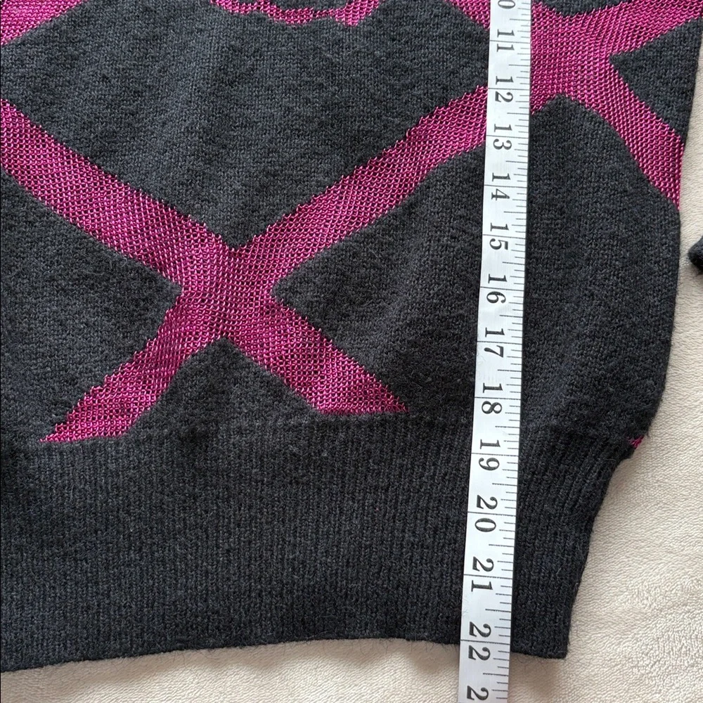 Vintage Phil Carry 1980s Sweater Jumper Acrylic Nylon Medium Black Fuchsia - Picture 8 of 9